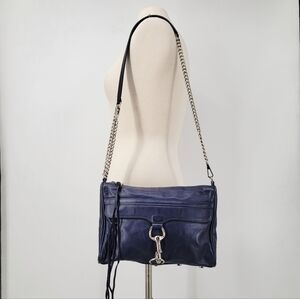 Rebecca Minkoff MAC Daddy Crossbody Bag Navy Blue Ink Silver Vintage Made in USA